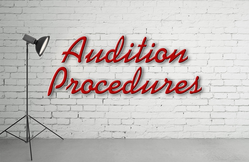The words audition procedures under a movie light