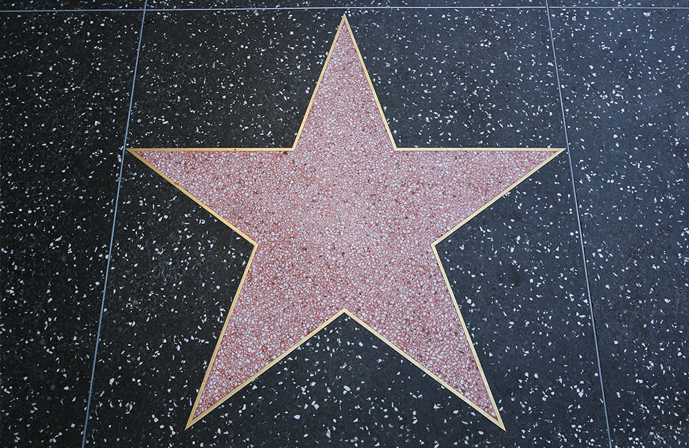 A star on the walk of fame sidewalk in Hollywood
