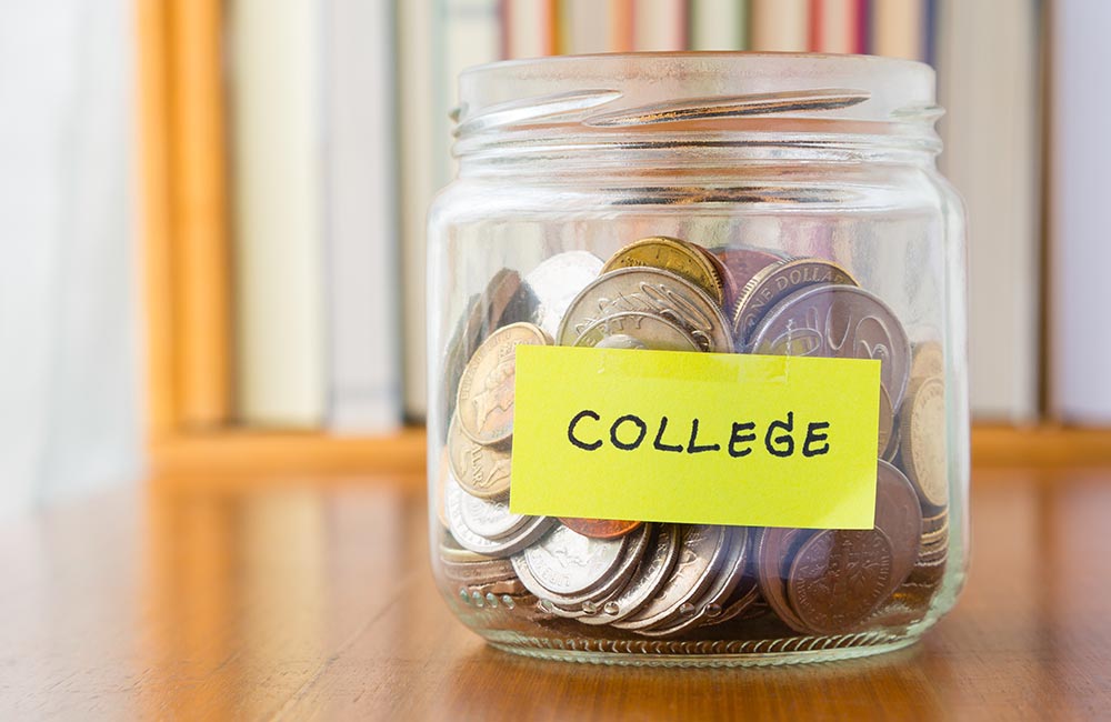 Change jar with the words College Fund taped to it